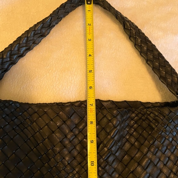 Falor falorni $995 black leather woven hobo shoulder bag Italy - Picture 11 of 13